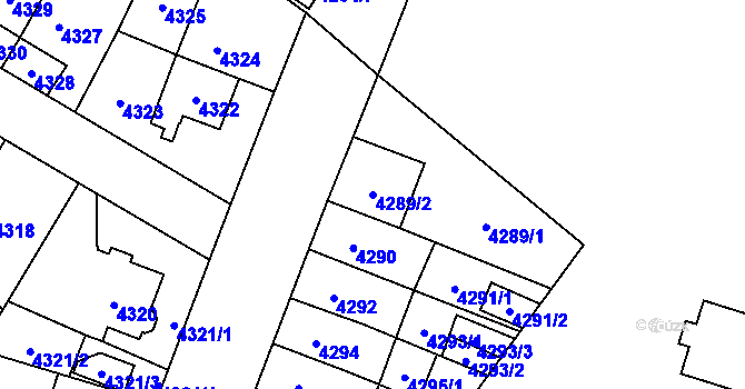 Parcela st. 4289/2 v KÚ Jihlava, Katastrální mapa