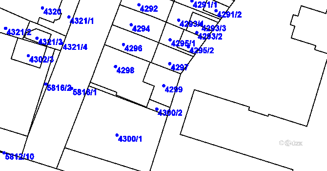 Parcela st. 4299 v KÚ Jihlava, Katastrální mapa