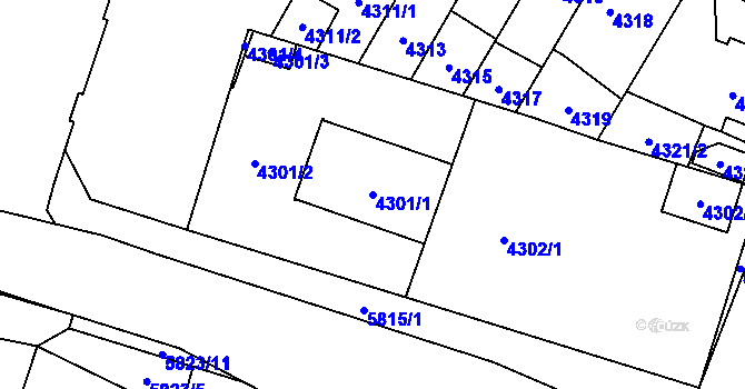 Parcela st. 4301/1 v KÚ Jihlava, Katastrální mapa