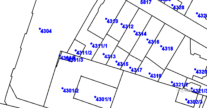 Parcela st. 4313 v KÚ Jihlava, Katastrální mapa