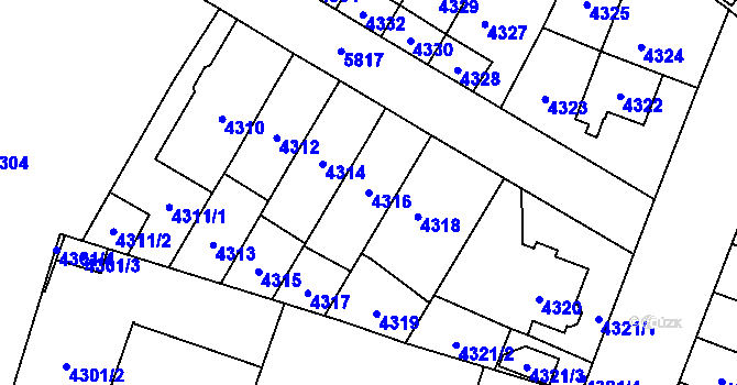 Parcela st. 4316 v KÚ Jihlava, Katastrální mapa