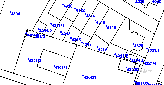 Parcela st. 4317 v KÚ Jihlava, Katastrální mapa