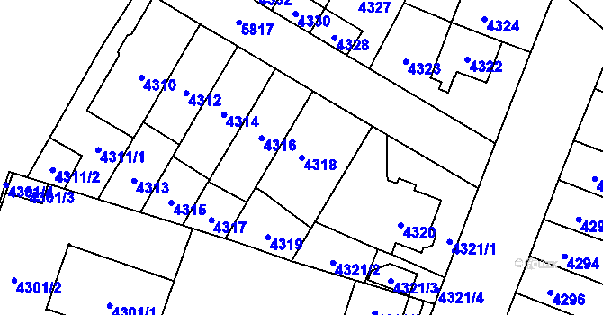 Parcela st. 4318 v KÚ Jihlava, Katastrální mapa