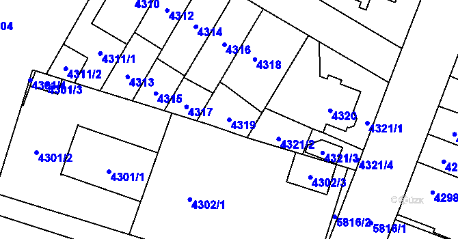 Parcela st. 4319 v KÚ Jihlava, Katastrální mapa