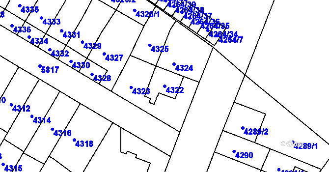 Parcela st. 4322 v KÚ Jihlava, Katastrální mapa