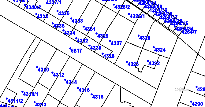 Parcela st. 4328 v KÚ Jihlava, Katastrální mapa