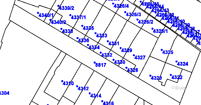 Parcela st. 4332 v KÚ Jihlava, Katastrální mapa