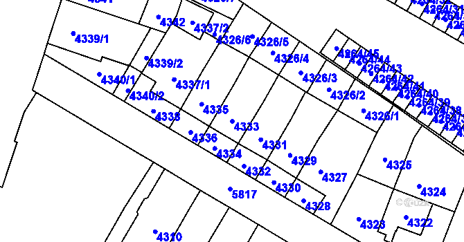 Parcela st. 4333 v KÚ Jihlava, Katastrální mapa