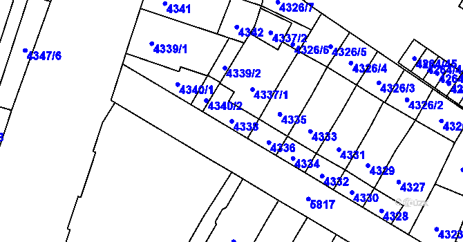 Parcela st. 4338 v KÚ Jihlava, Katastrální mapa