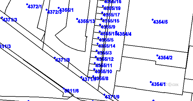 Parcela st. 4355/3 v KÚ Jihlava, Katastrální mapa