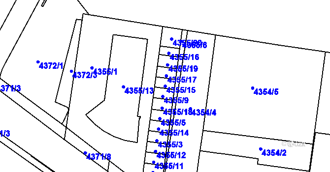 Parcela st. 4355/15 v KÚ Jihlava, Katastrální mapa