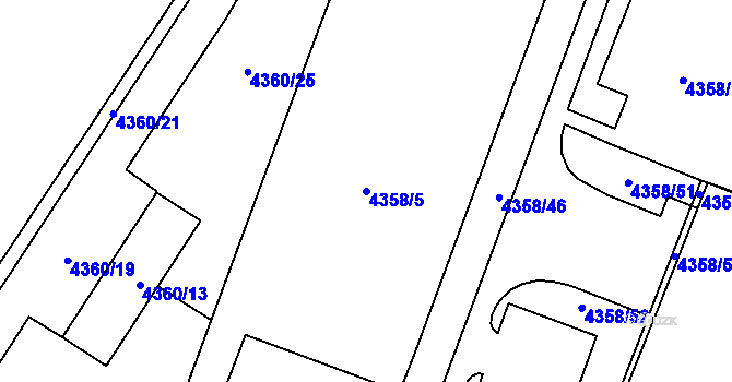 Parcela st. 4358/5 v KÚ Jihlava, Katastrální mapa