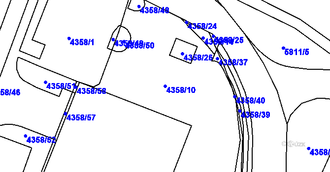 Parcela st. 4358/10 v KÚ Jihlava, Katastrální mapa