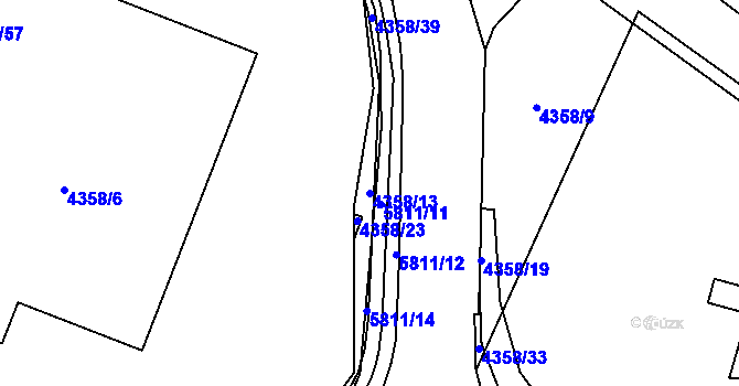 Parcela st. 4358/13 v KÚ Jihlava, Katastrální mapa