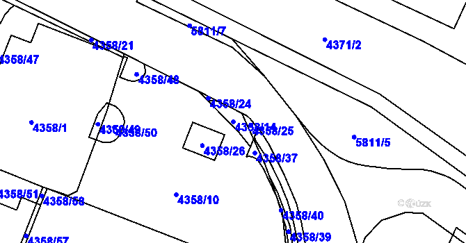 Parcela st. 4358/14 v KÚ Jihlava, Katastrální mapa