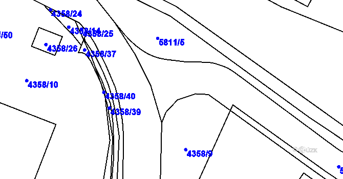 Parcela st. 4358/16 v KÚ Jihlava, Katastrální mapa