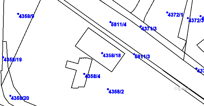 Parcela st. 4358/18 v KÚ Jihlava, Katastrální mapa