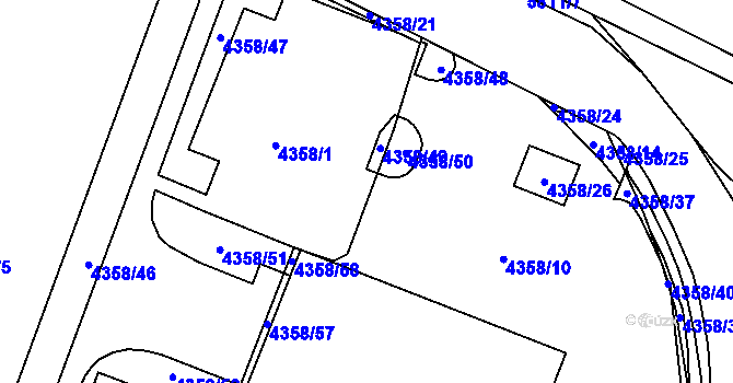 Parcela st. 4358/22 v KÚ Jihlava, Katastrální mapa