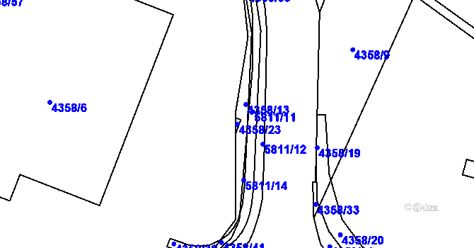 Parcela st. 4358/23 v KÚ Jihlava, Katastrální mapa
