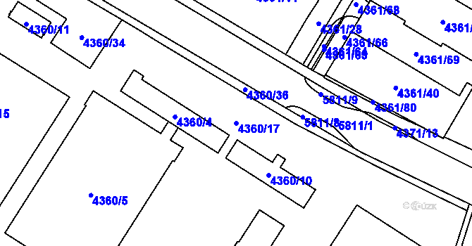 Parcela st. 4360/17 v KÚ Jihlava, Katastrální mapa