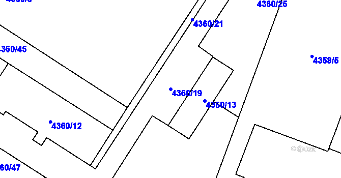 Parcela st. 4360/19 v KÚ Jihlava, Katastrální mapa