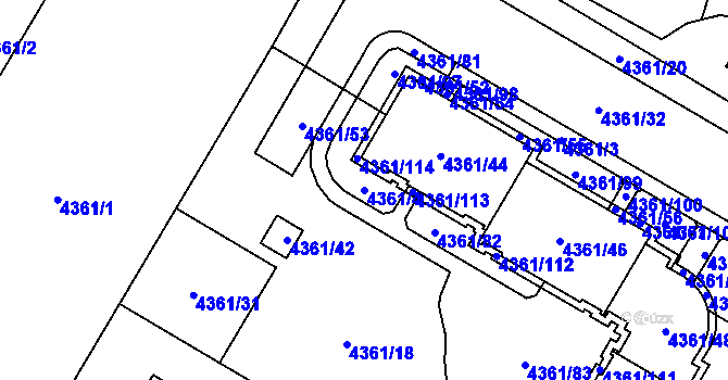Parcela st. 4361/4 v KÚ Jihlava, Katastrální mapa
