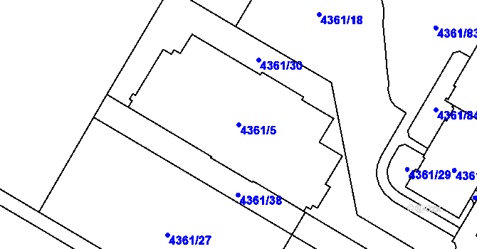 Parcela st. 4361/5 v KÚ Jihlava, Katastrální mapa
