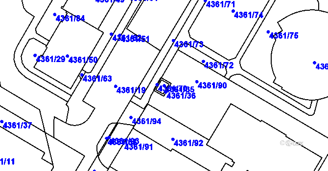 Parcela st. 4361/35 v KÚ Jihlava, Katastrální mapa