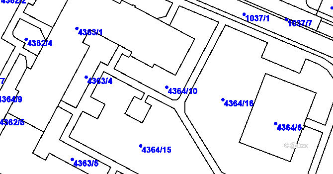 Parcela st. 4364/10 v KÚ Jihlava, Katastrální mapa