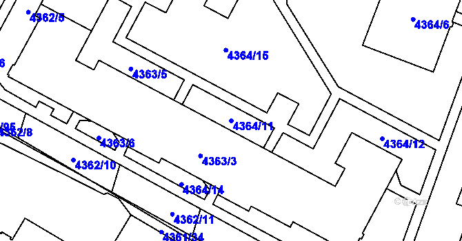 Parcela st. 4364/11 v KÚ Jihlava, Katastrální mapa