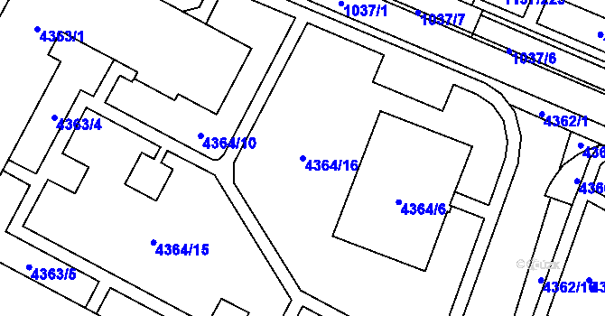Parcela st. 4364/16 v KÚ Jihlava, Katastrální mapa