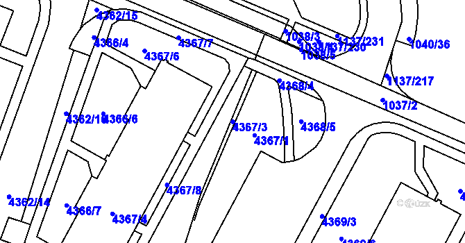 Parcela st. 4367/3 v KÚ Jihlava, Katastrální mapa