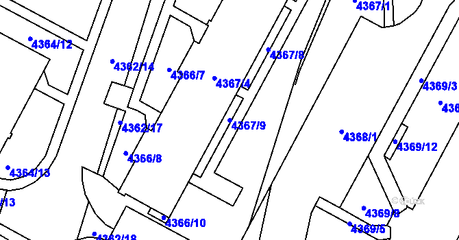 Parcela st. 4367/9 v KÚ Jihlava, Katastrální mapa