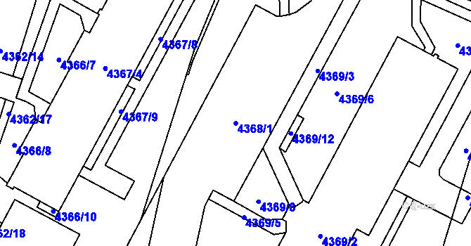 Parcela st. 4368/1 v KÚ Jihlava, Katastrální mapa