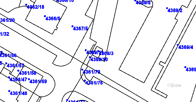 Parcela st. 4368/3 v KÚ Jihlava, Katastrální mapa