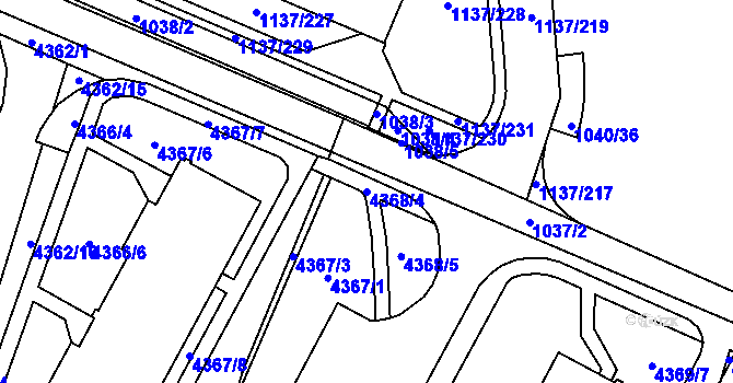 Parcela st. 4368/4 v KÚ Jihlava, Katastrální mapa