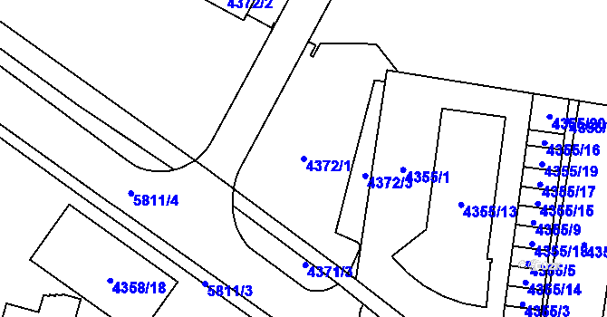 Parcela st. 4372/1 v KÚ Jihlava, Katastrální mapa