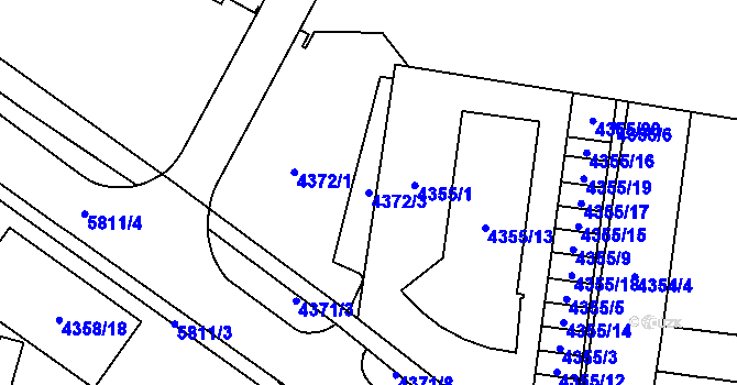 Parcela st. 4372/3 v KÚ Jihlava, Katastrální mapa