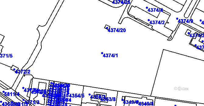 Parcela st. 4374/1 v KÚ Jihlava, Katastrální mapa