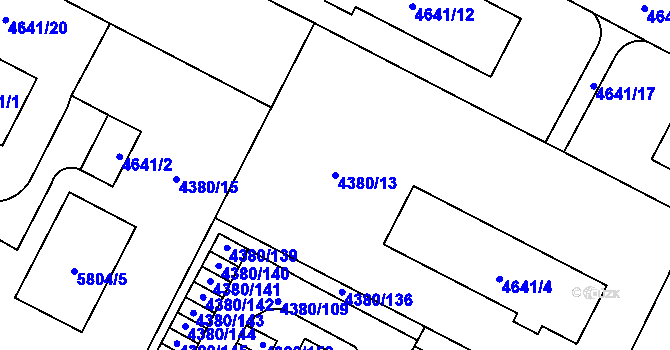 Parcela st. 4380/13 v KÚ Jihlava, Katastrální mapa