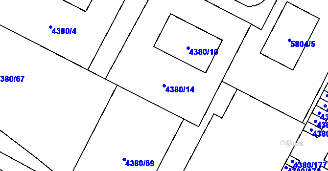 Parcela st. 4380/14 v KÚ Jihlava, Katastrální mapa
