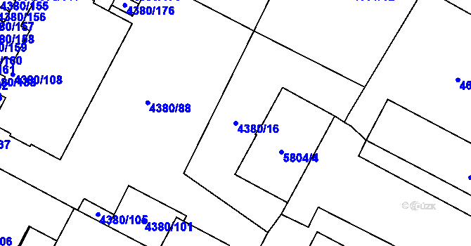 Parcela st. 4380/16 v KÚ Jihlava, Katastrální mapa