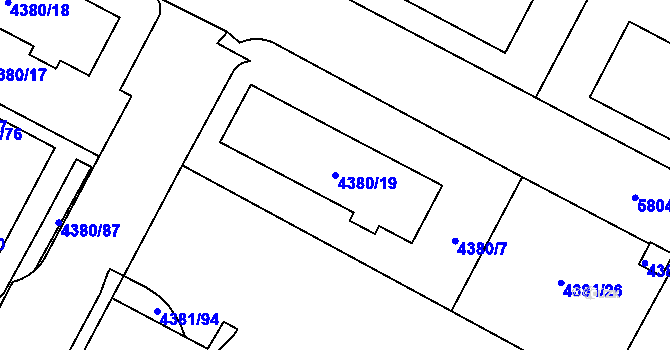 Parcela st. 4380/19 v KÚ Jihlava, Katastrální mapa
