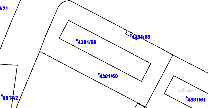 Parcela st. 4381/2 v KÚ Jihlava, Katastrální mapa