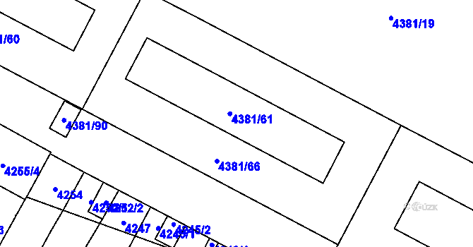 Parcela st. 4381/3 v KÚ Jihlava, Katastrální mapa