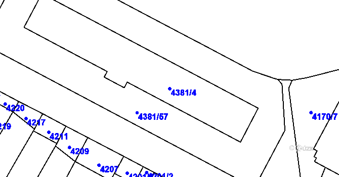 Parcela st. 4381/4 v KÚ Jihlava, Katastrální mapa