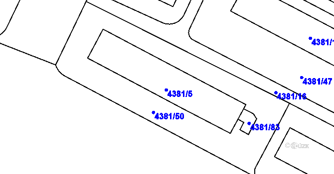 Parcela st. 4381/5 v KÚ Jihlava, Katastrální mapa