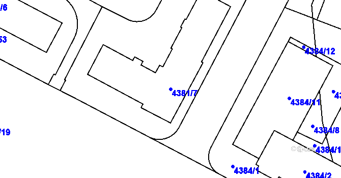 Parcela st. 4381/7 v KÚ Jihlava, Katastrální mapa