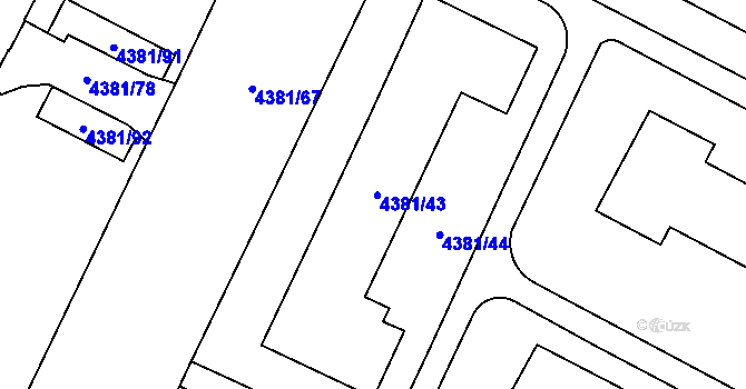 Parcela st. 4381/15 v KÚ Jihlava, Katastrální mapa