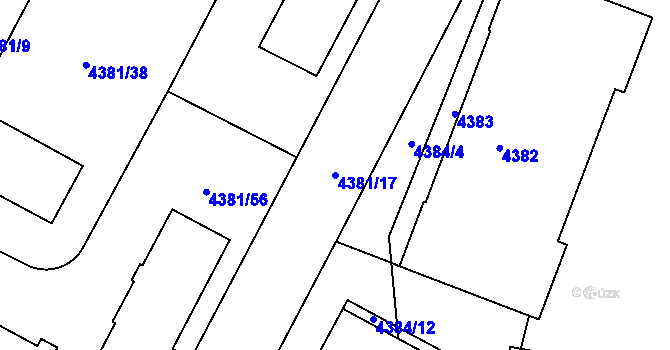 Parcela st. 4381/17 v KÚ Jihlava, Katastrální mapa